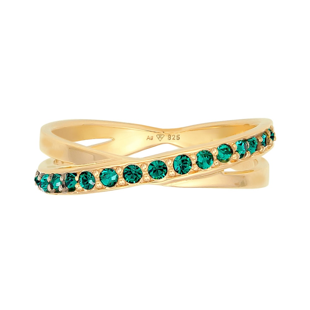Elli Elli Bague Femmes pile enroulée Set élégant avec des cristaux de verre en argent  Bague