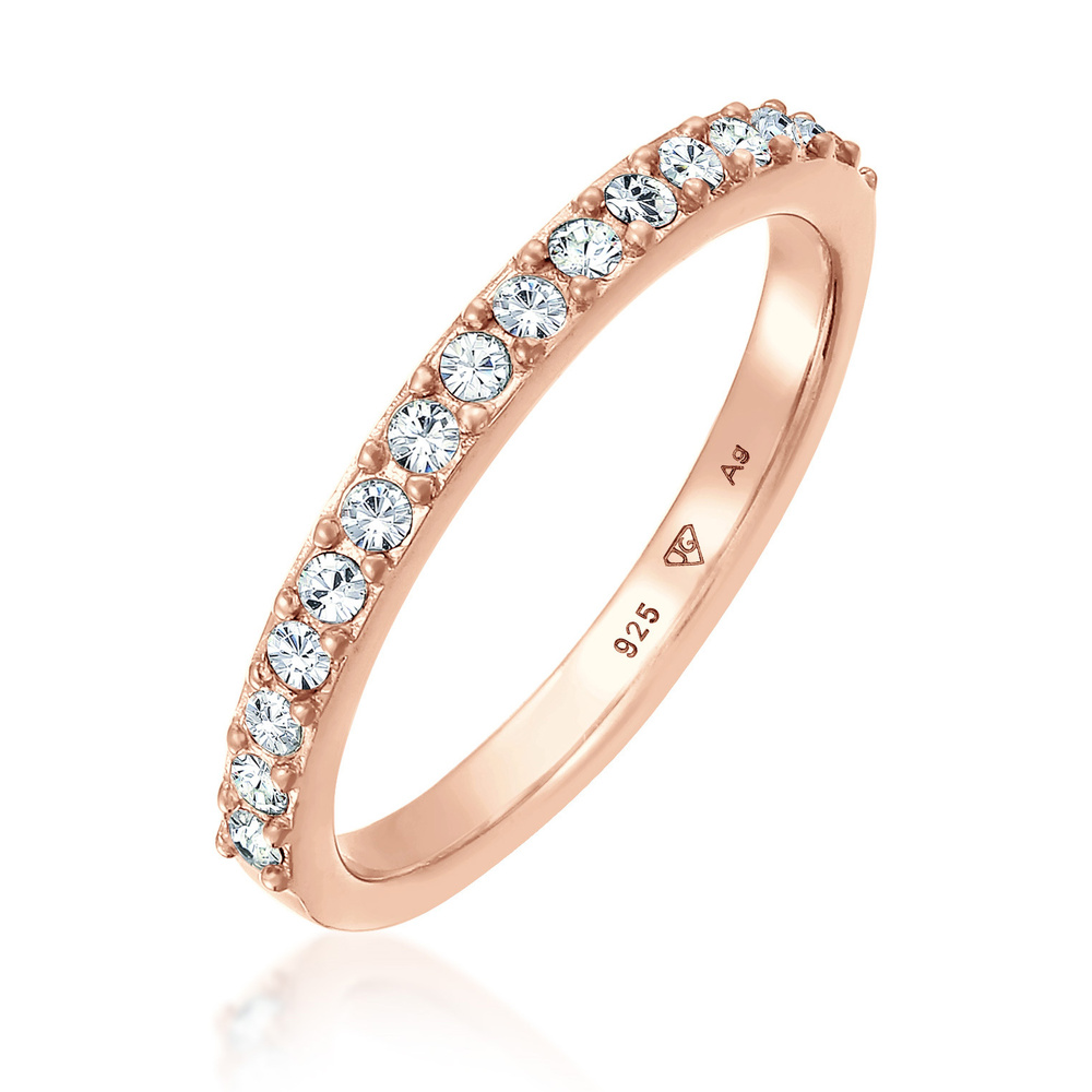 Elli Elli Bague Femmes Bande Mémoire élégant avec Cristal en Argent Sterling 925 Bague
