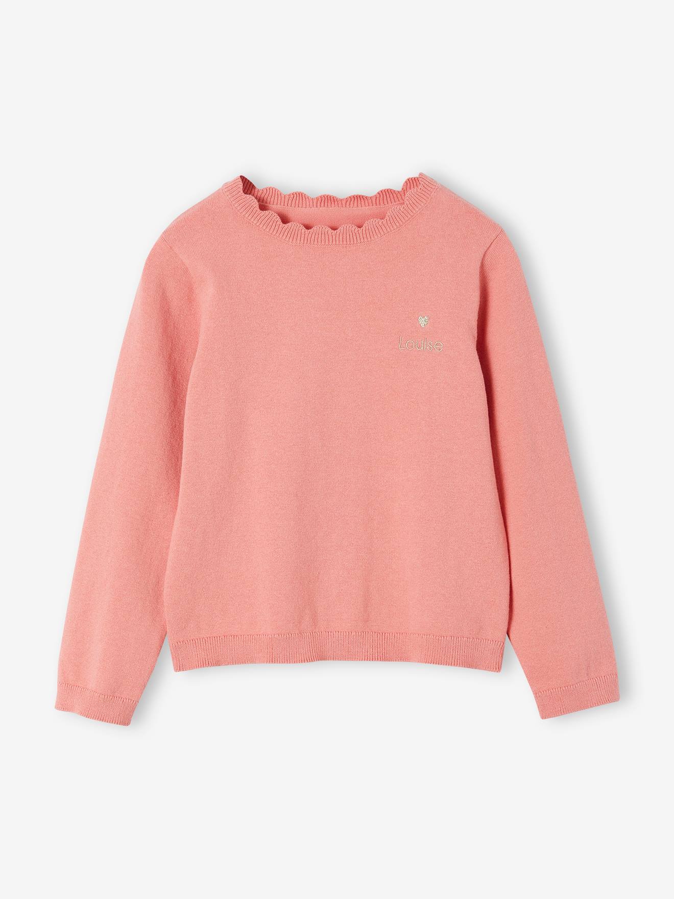 Vertbaudet Personalisierbarer Mädchen Pullover BASIC Oeko-Tex - aprikose
