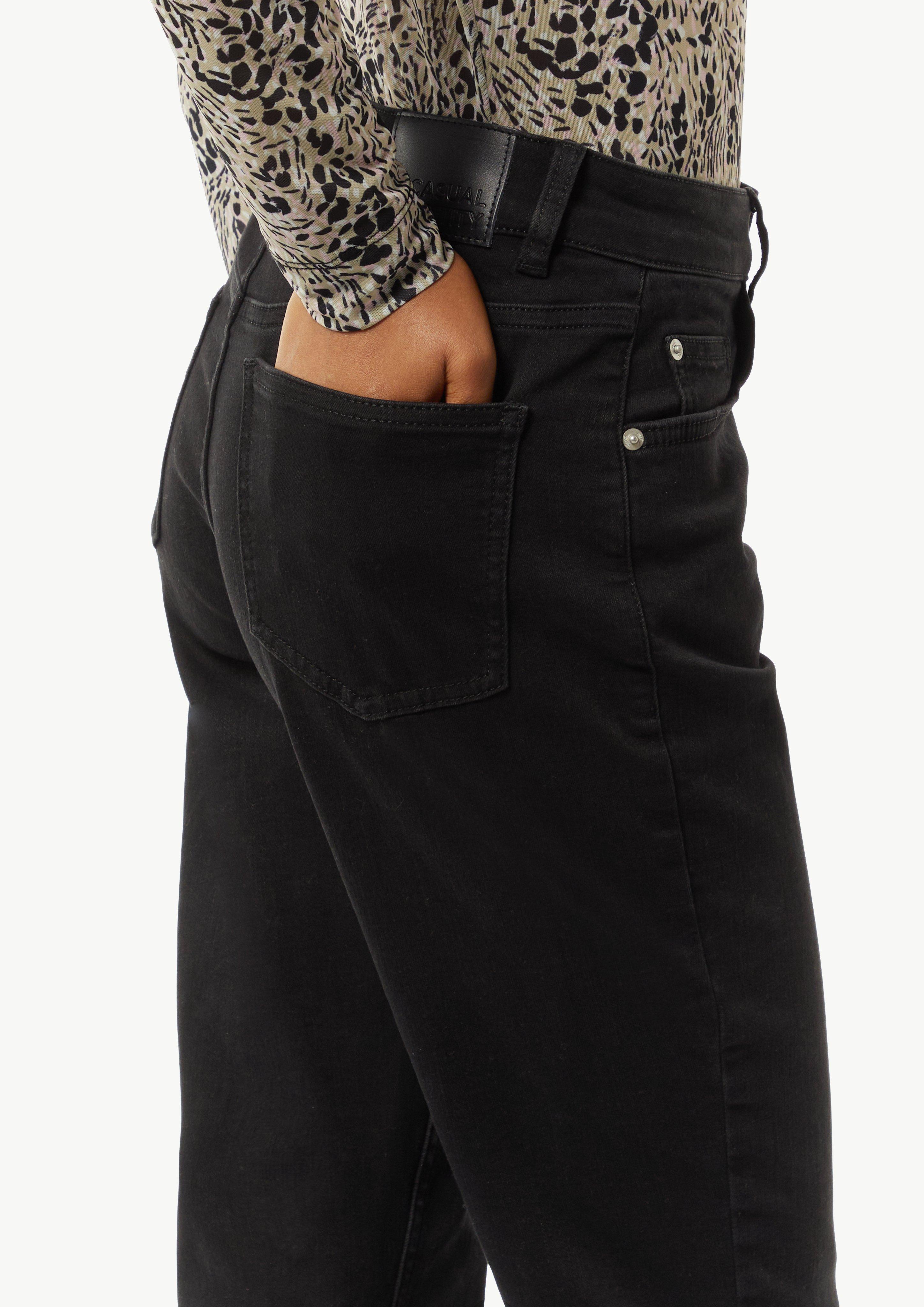 Straight-Leg-Jeans aus Baumwollstretch - schwarz