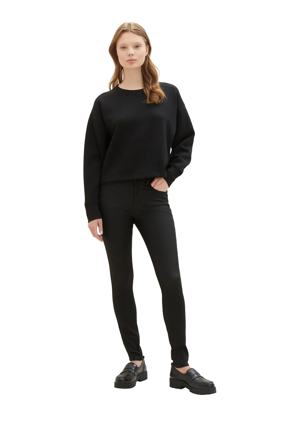 Tom Tailor  Jeans Damen/Mädchen beschichteter schwarzer Denim