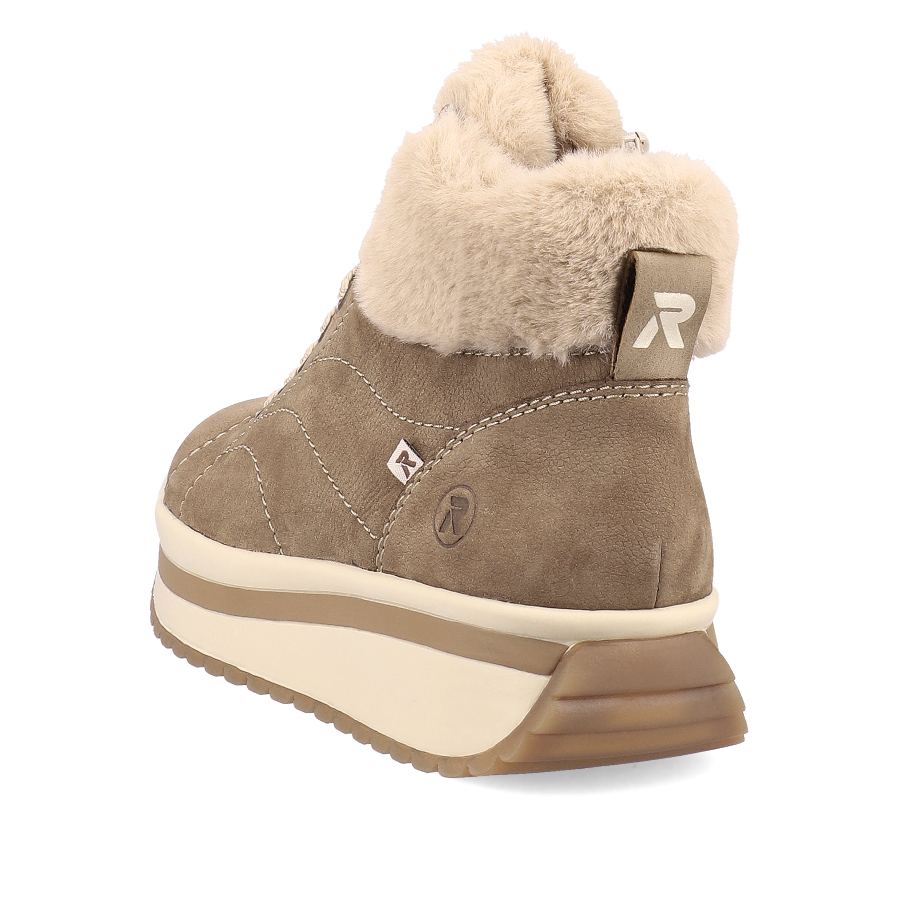 Rieker Damen Sneaker High caramel-brown creme-beige