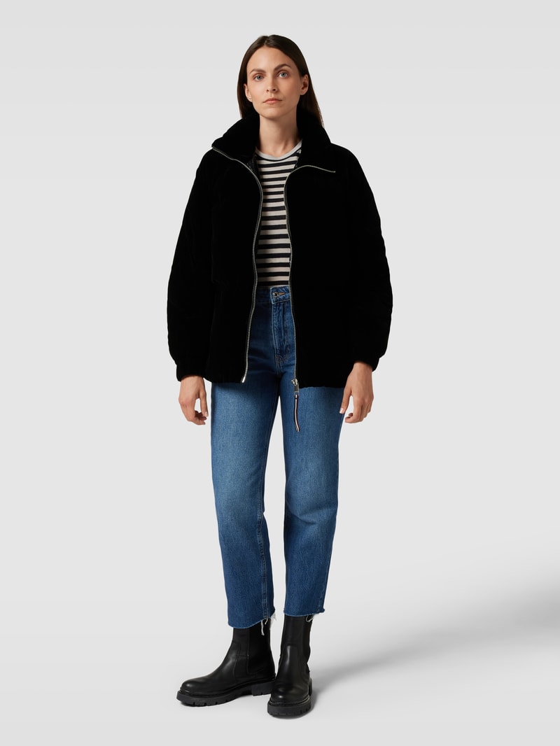 Jacke mit Stehkragen und Reißverschluss in schwarz