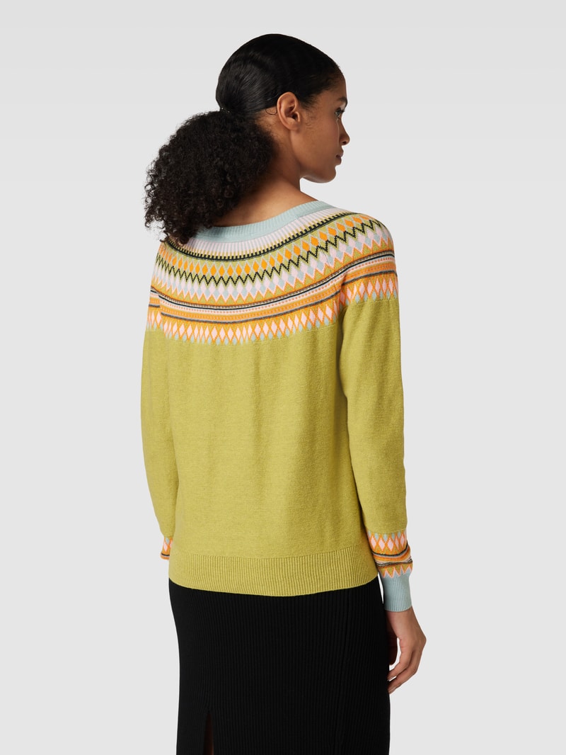 Strickpullover mit Zickzack-Muster in schilf