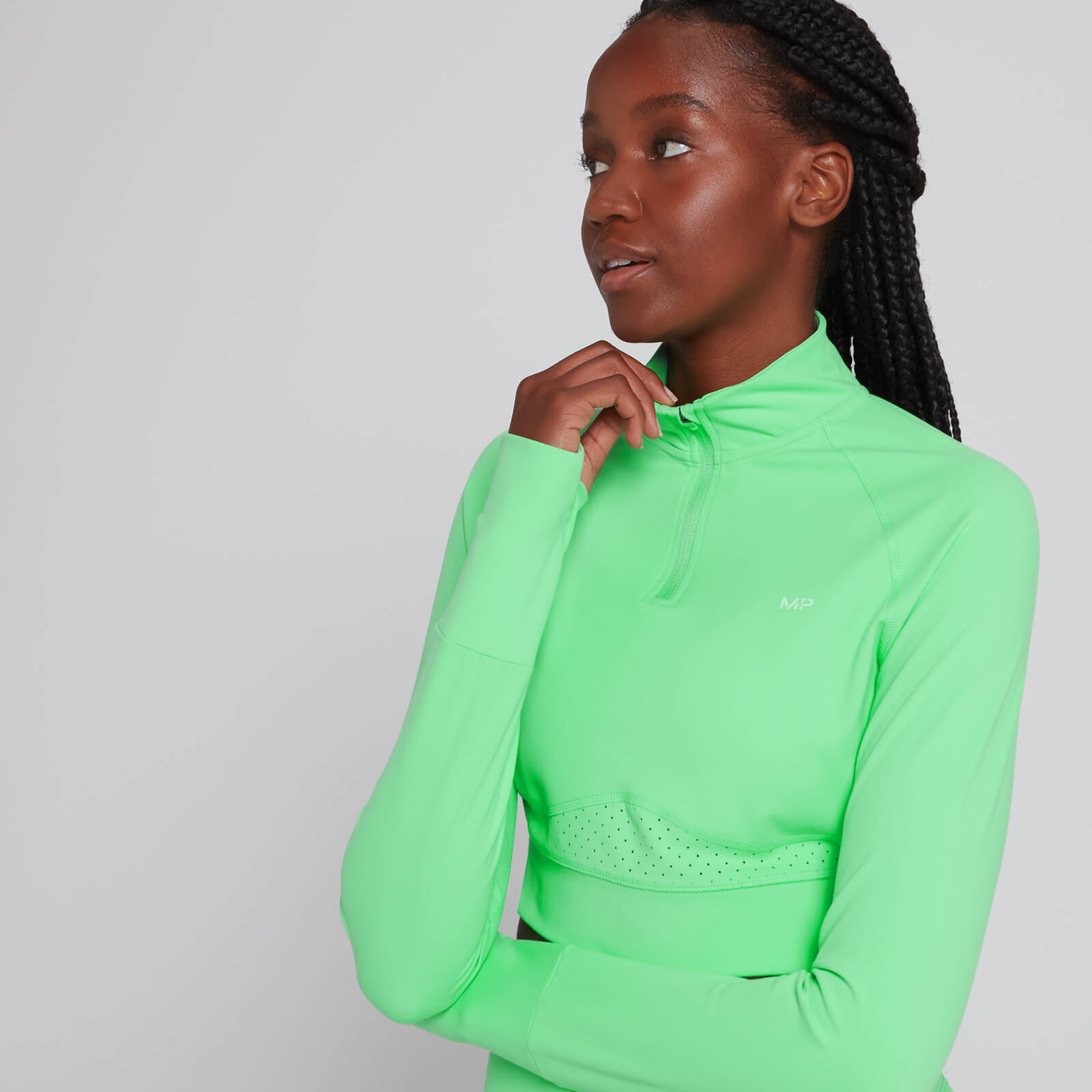 Haut court à fermeture éclair ¼ MP Power Ultra pour femmes – Vert printemps