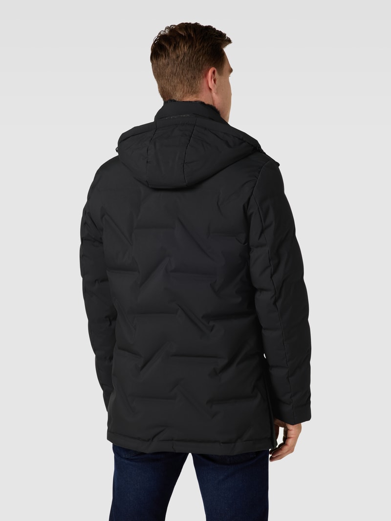 Steppjacke mit abtrennbarer Kapuze in schwarz
