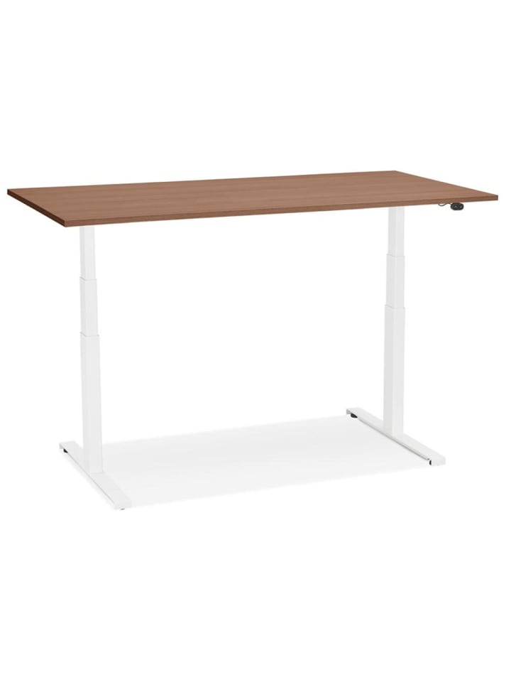 KADIMA DESIGN Schreibtisch 140x70 cm elektrisch höhenverstellbar ergonomisch in Braun-Weiß günstig kaufen