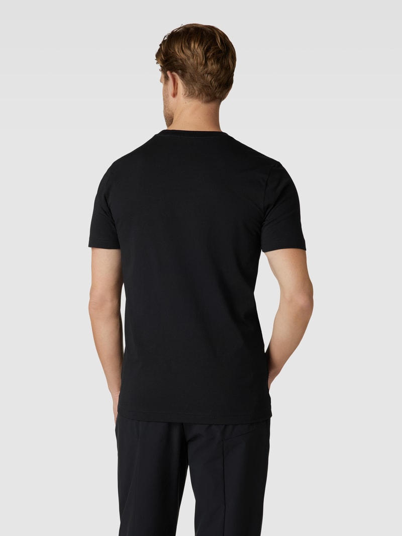 T-Shirt mit geripptem Rundhalsausschnitt in schwarz