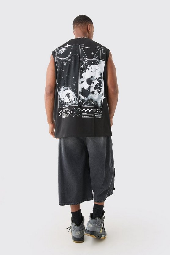Oversize Tanktop mit Man Space Print