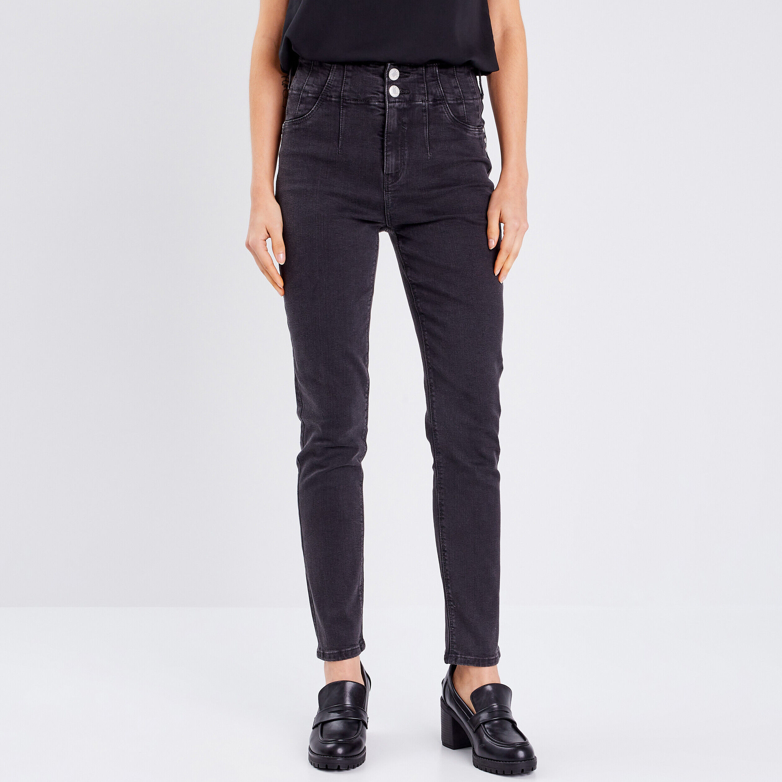 Jeans slim 7/8ème denim noir femme | Cache Cache