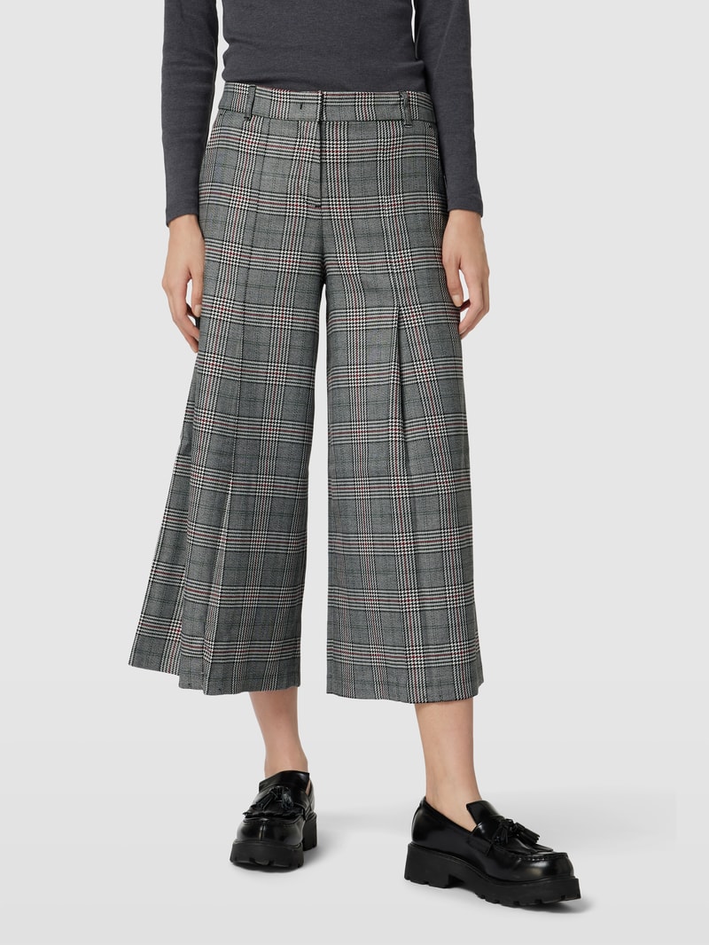 Stoffhose mit Karomuster in schwarz
