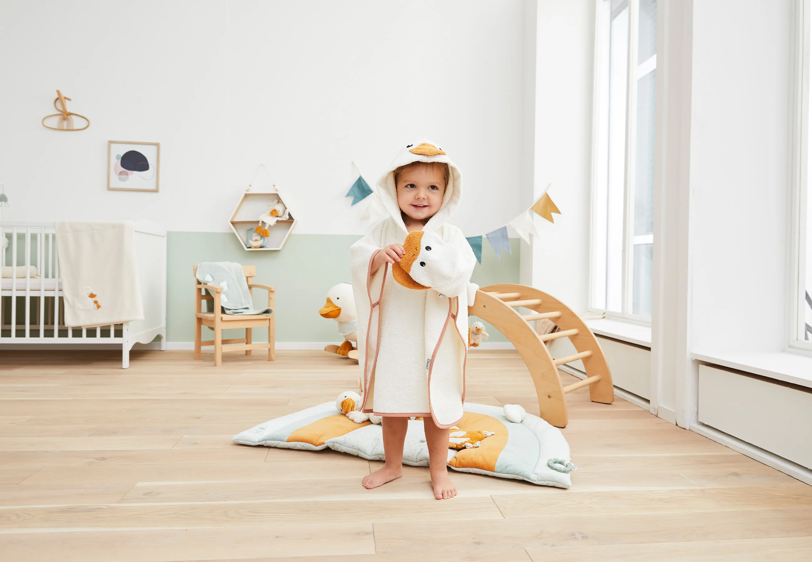 Spiel Waschhandschuh mit Motiv Ente Edda in ecru