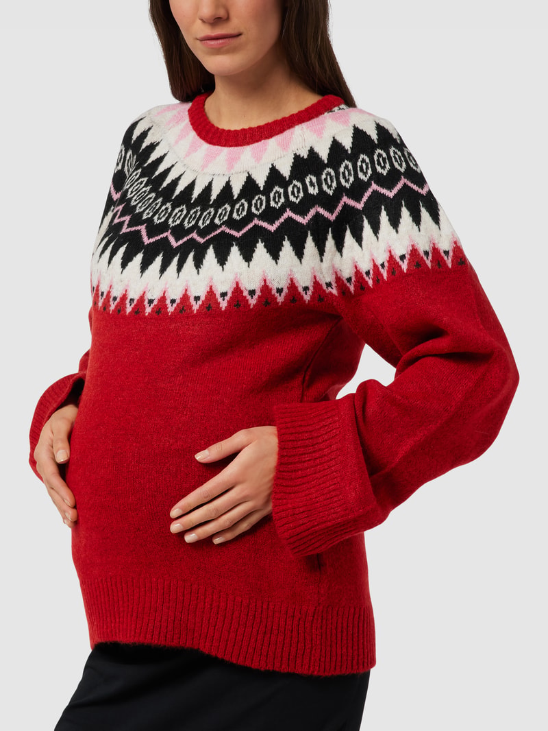 Umstands-Strickpullover mit Norwegermuster Modell 'LELI' in rot