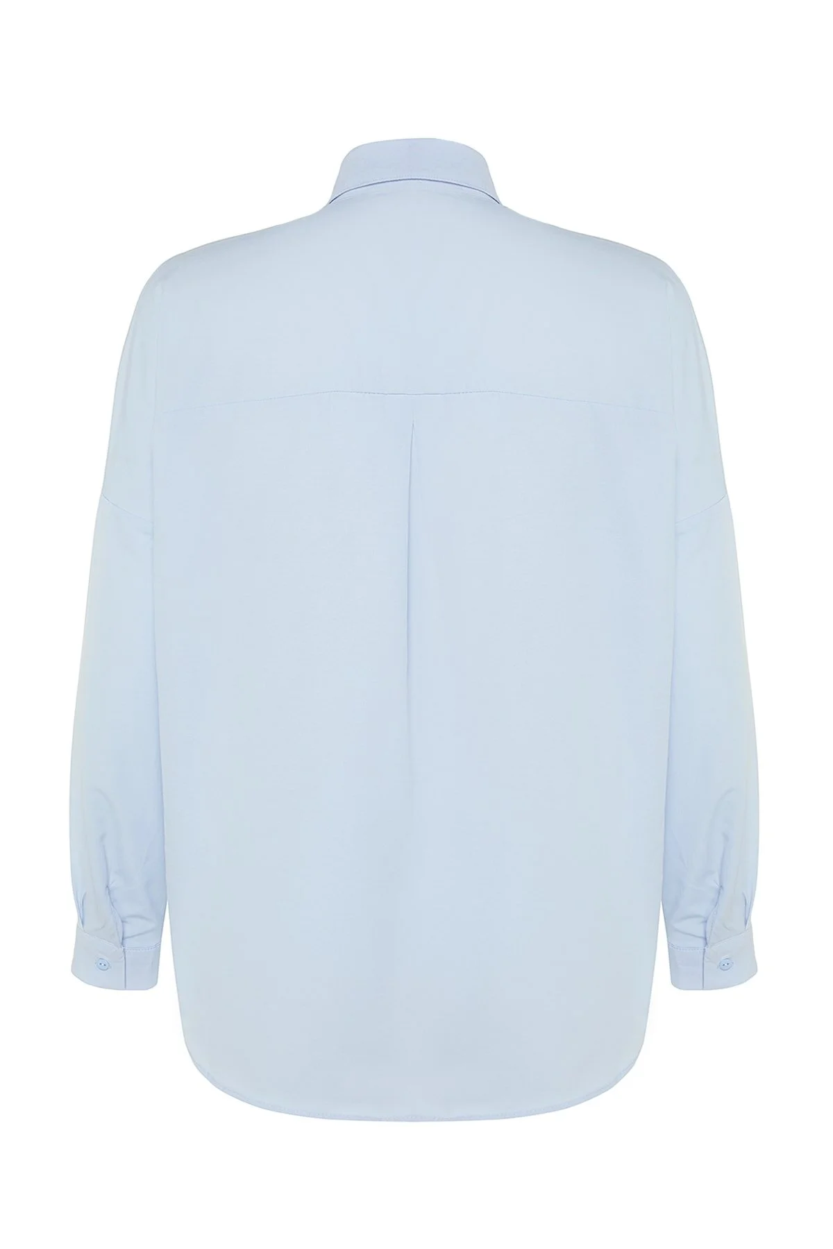 Trendyol Collection  Hellblaues Oversize-Baumwollhemd - Wide Fit Woven TWOSS22GO0669