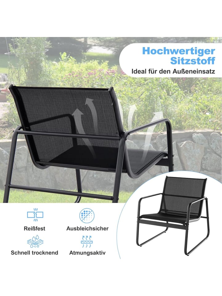COSTWAY 3-tlg. Gartenmöbel Set in Schwarz günstig kaufen onesize