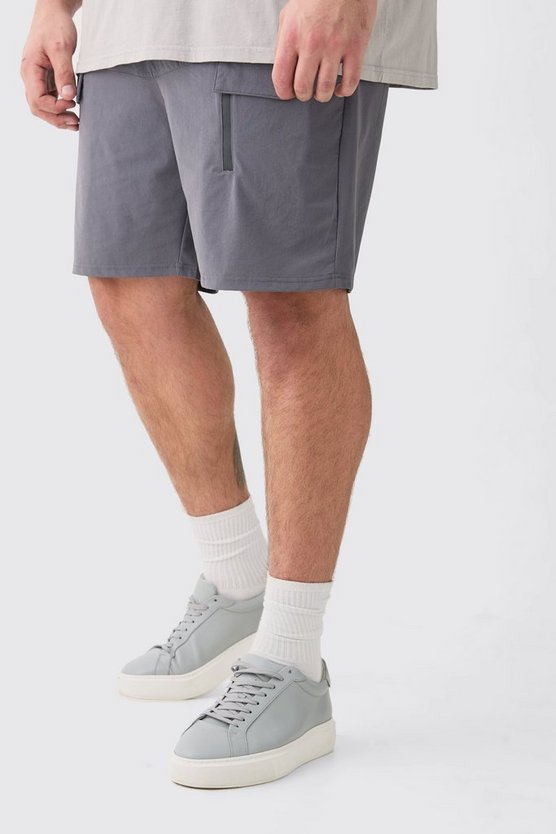 Plus lockere elastische Stretch Cargo-Shorts mit Reißverschluss