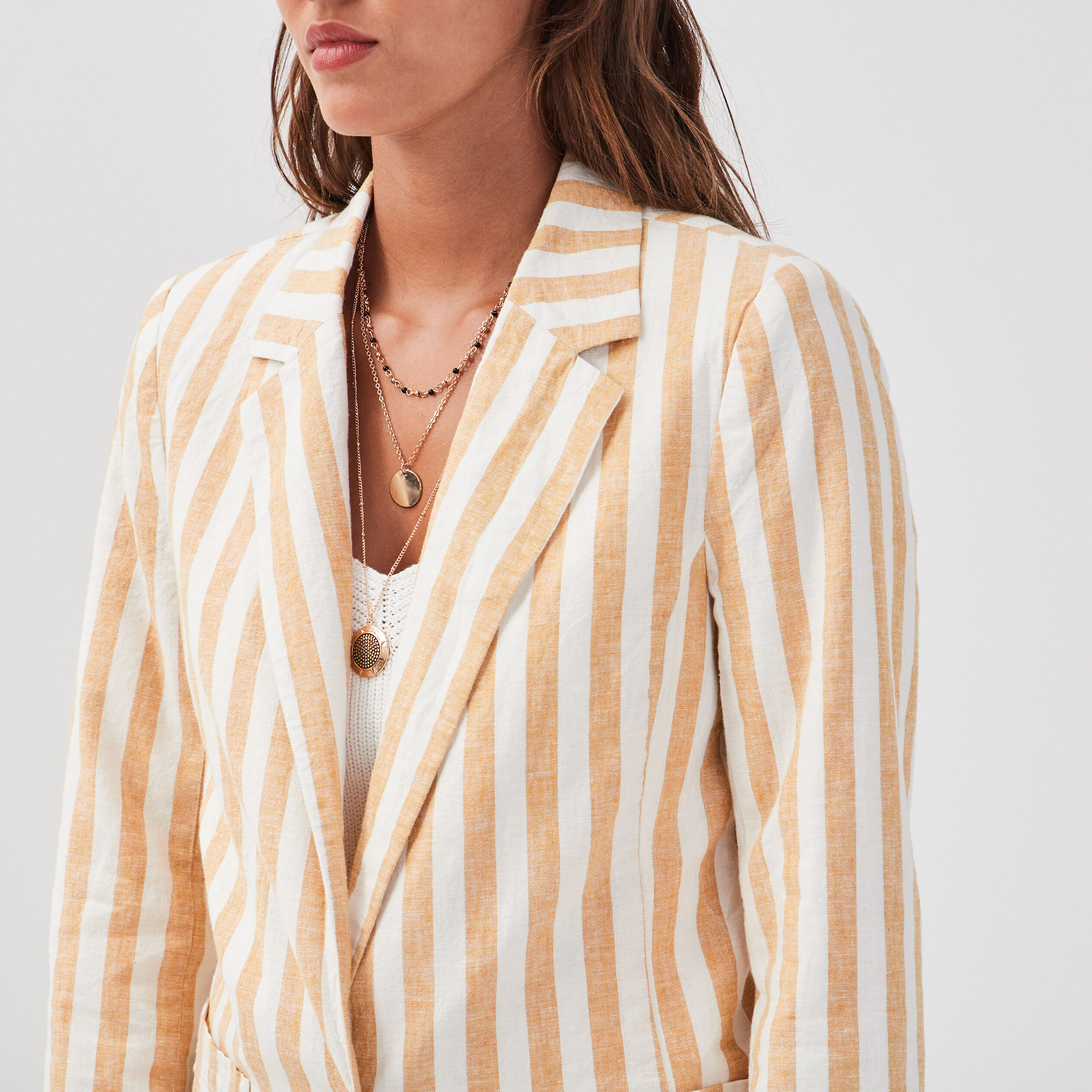 Veste blazer droite boutonnée blanc femme | Cache Cache
