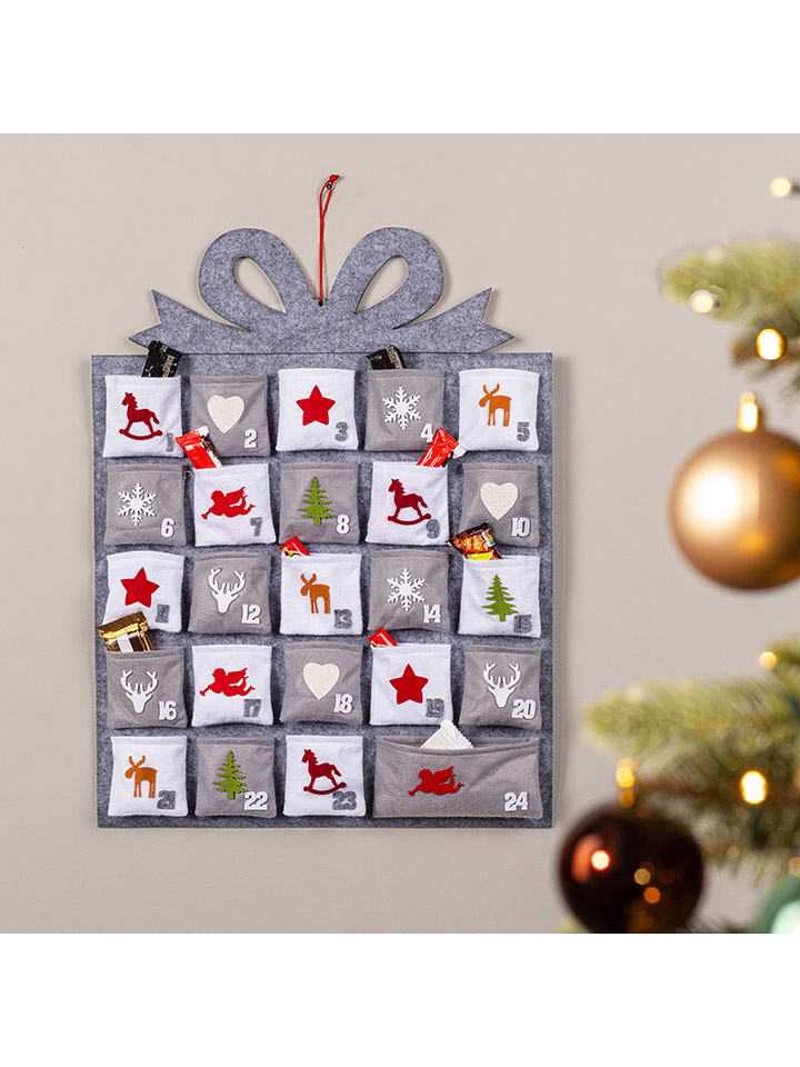 Profiline Adventskalender in Grau/ Weiß/ Rot - (B)49,5 x (H)52 cm günstig kaufen onesize