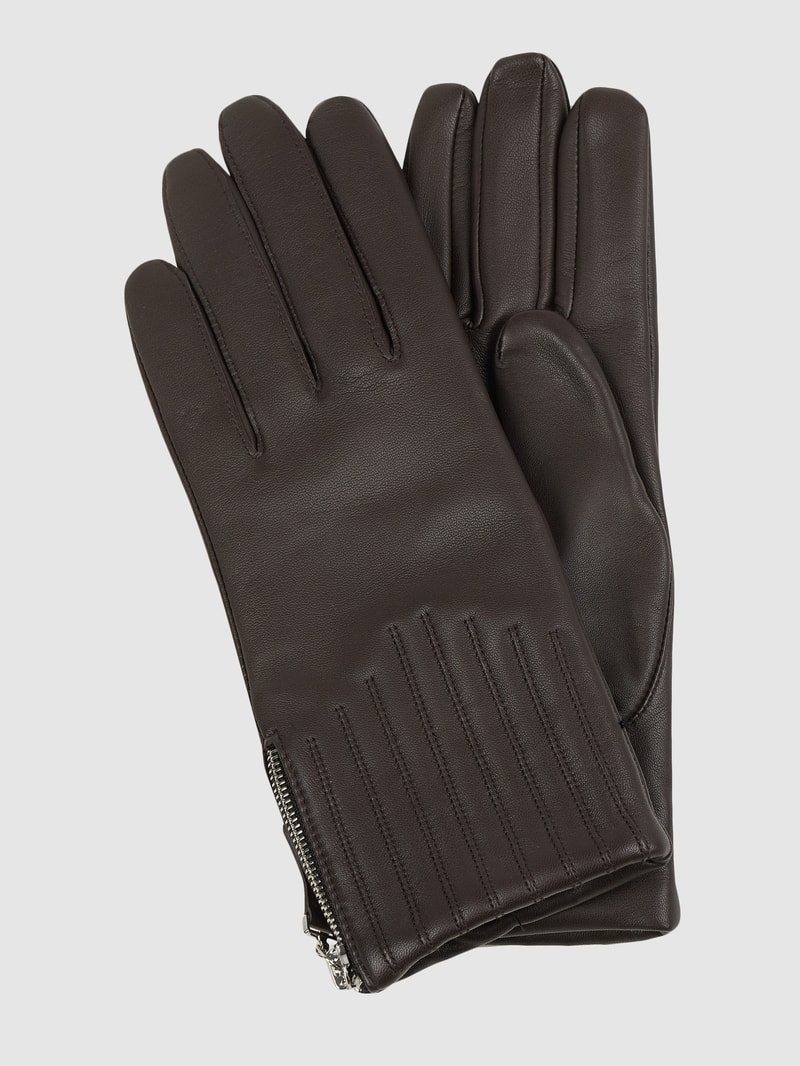 Handschuhe aus Leder in dunkelbraun