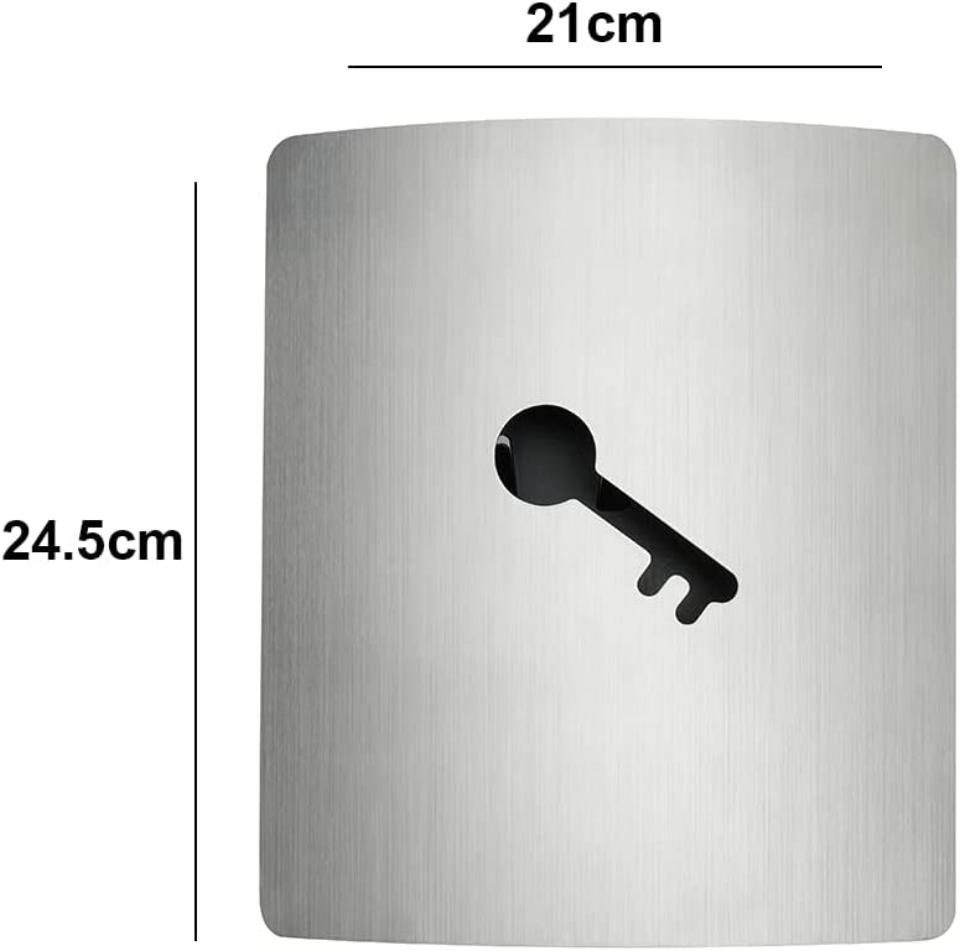 GREELUE Schlüsselkasten Schlüsselkasten modern klein, Schlüsselkasten Wand zu installieren, Schlüsselkasten aus Edelstahl 9 Haken,abschließbare(21x6x24.5cm)