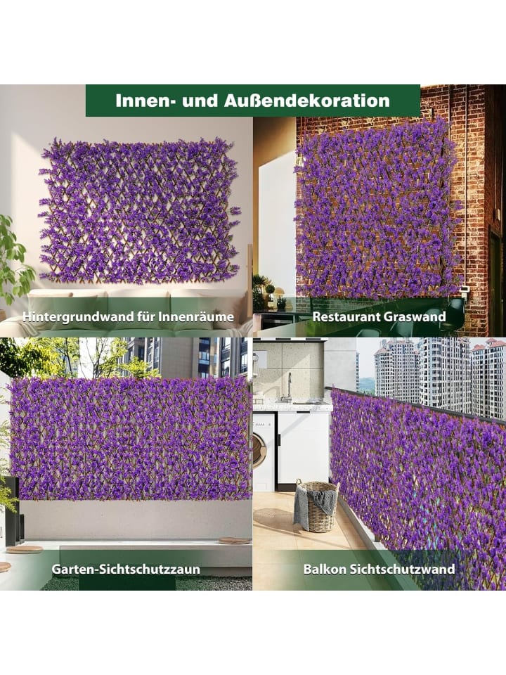 COSTWAY Künstliche Pflanzenwand Sichtschutz 180x90cm in Lila günstig kaufen onesize