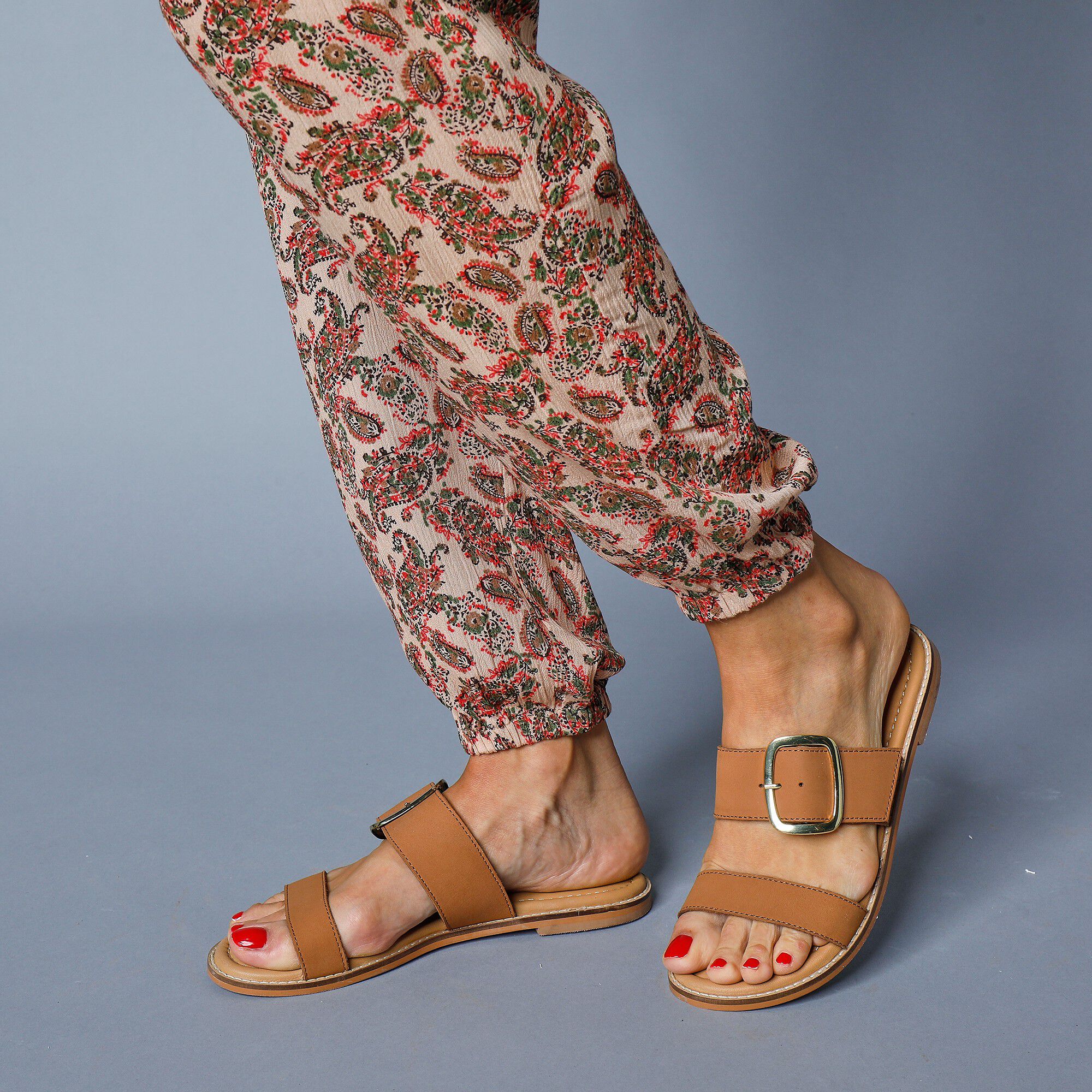 Pantalon droit crépon imprimé