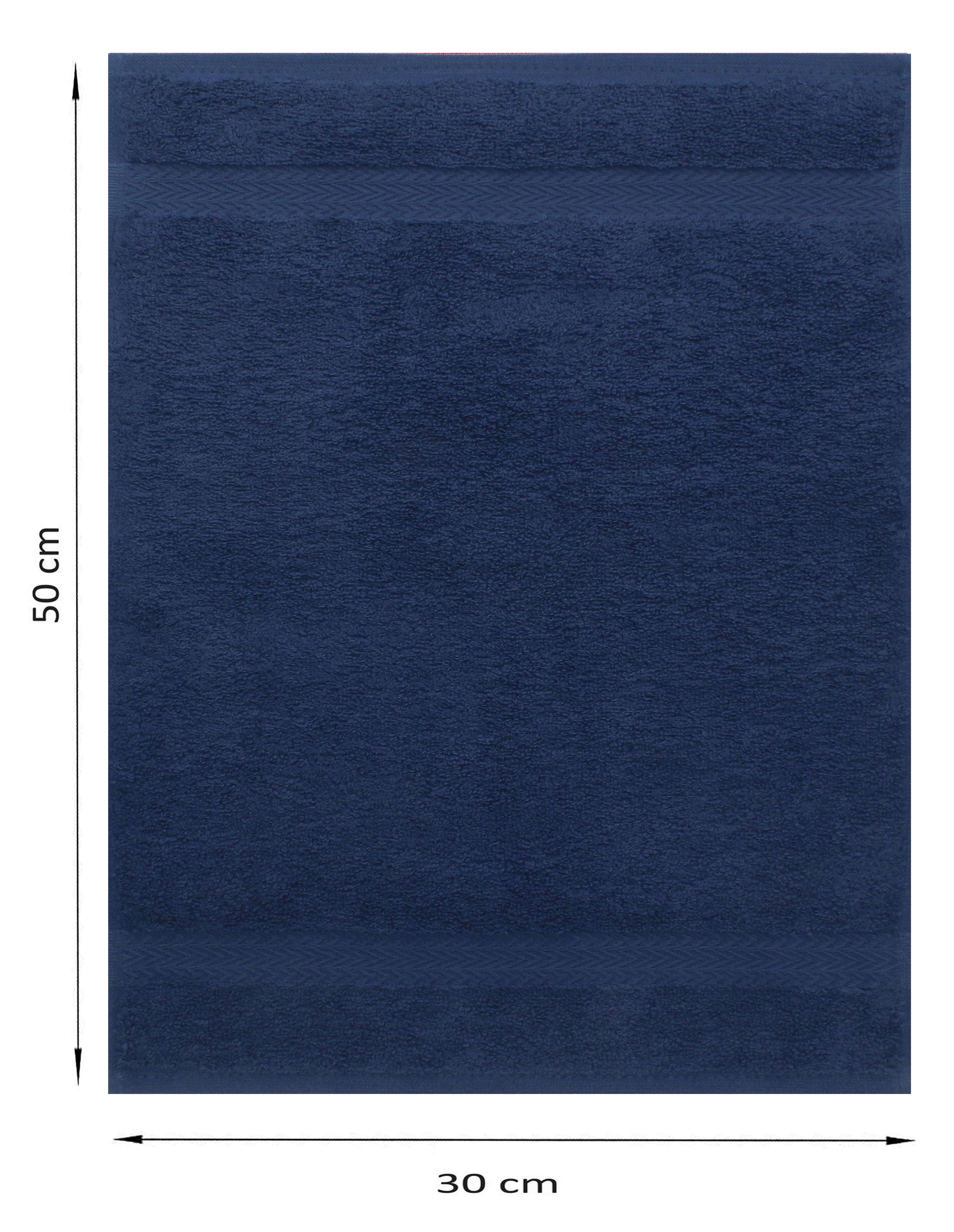 Betz Gästehandtücher 10 Stück Gästehandtücher Premium 100% Baumwolle Gästetuch-Set 30x50 cm Farbe dunkelblau und anthrazit, 100% Baumwolle