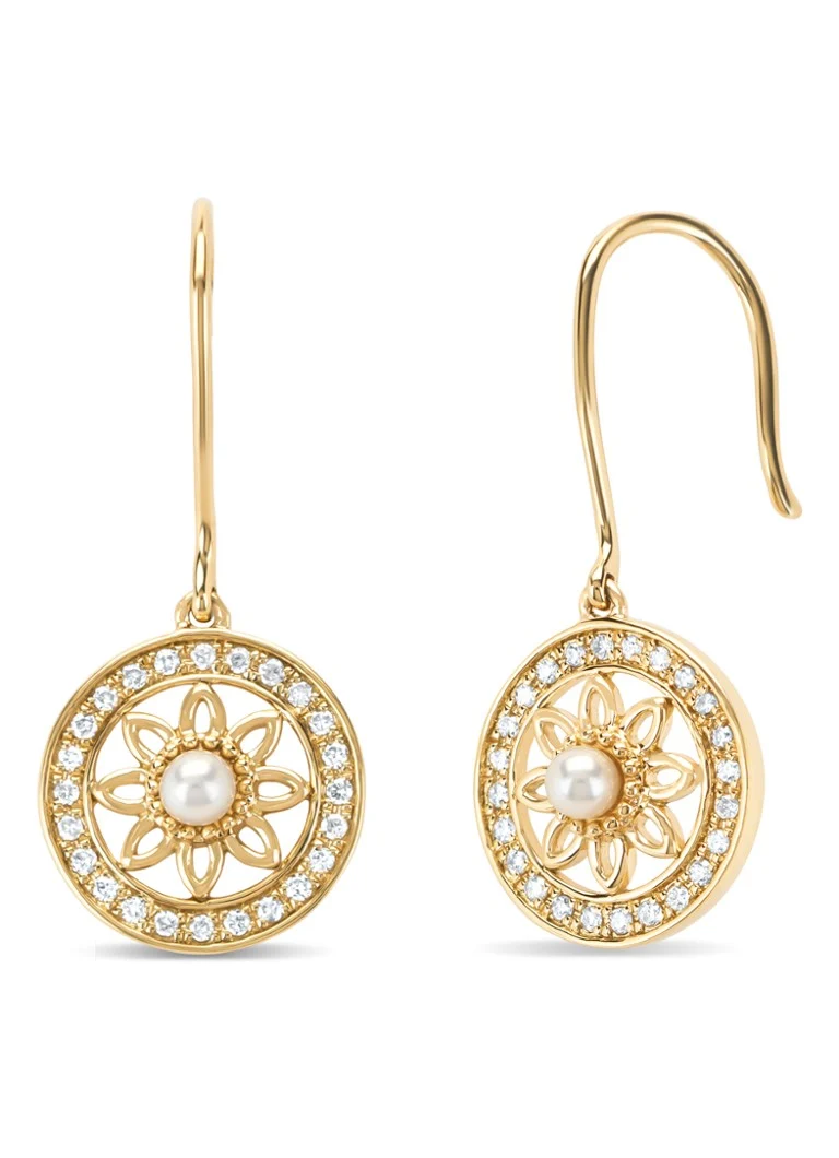 Diamond Point Yellow gold earrings, 0.14 ct diamond, Birthstones