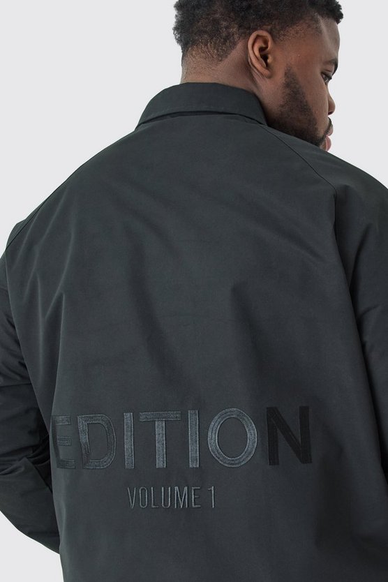 Plus bestickte Twill Coach-Jacke