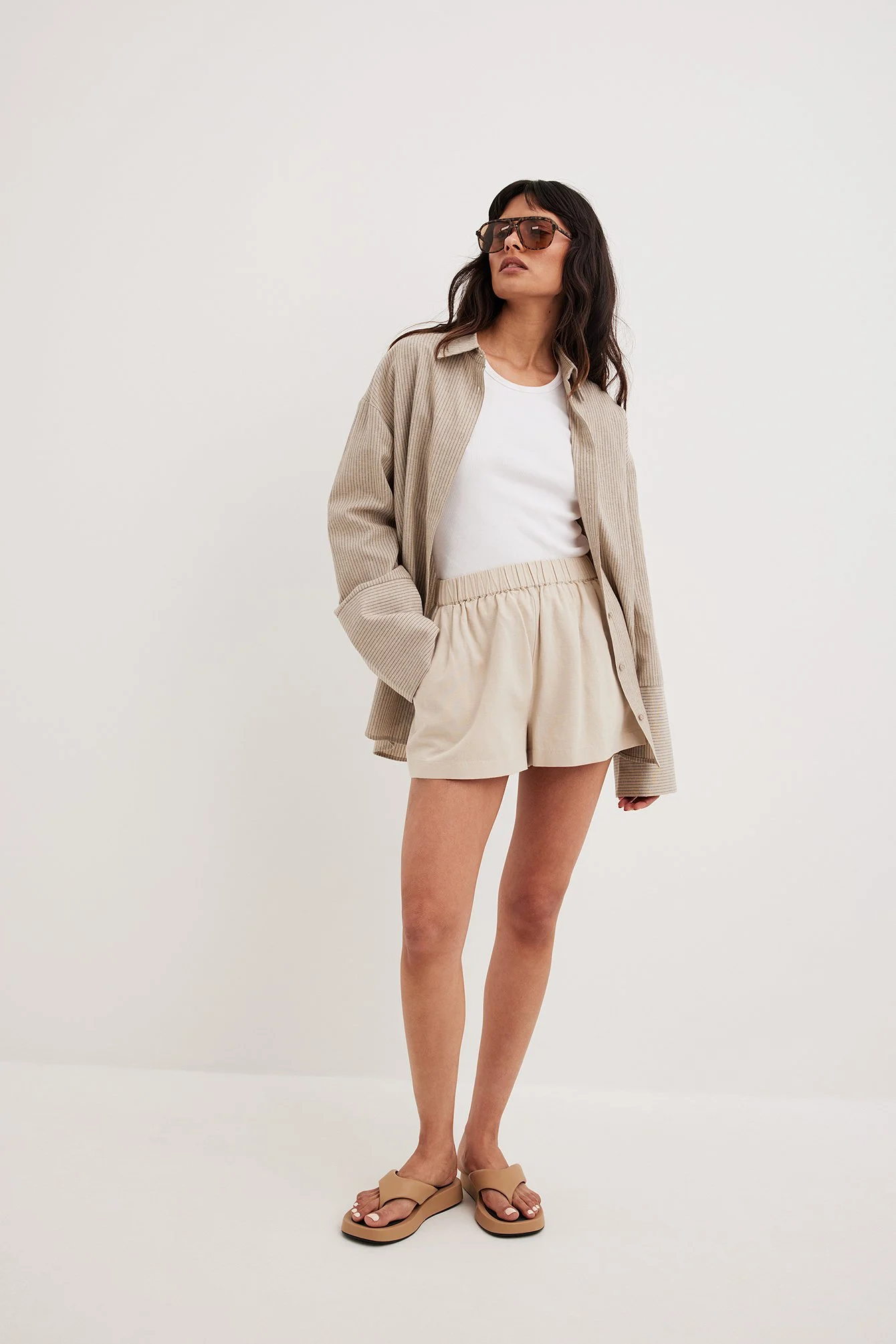 Relaxte Shorts aus Leinenmix