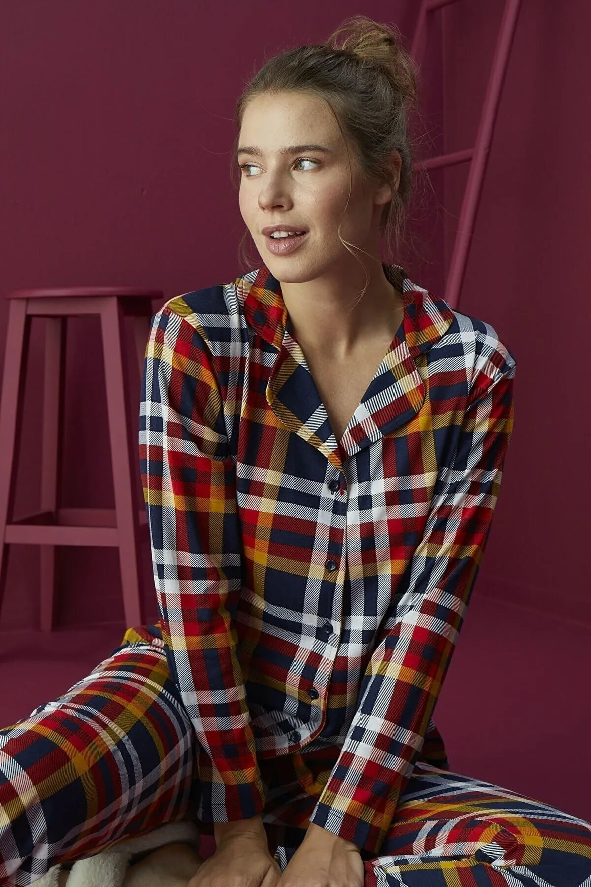 STRAWBERRY  Pyjama-Set aus Baumwolle mit Knöpfen