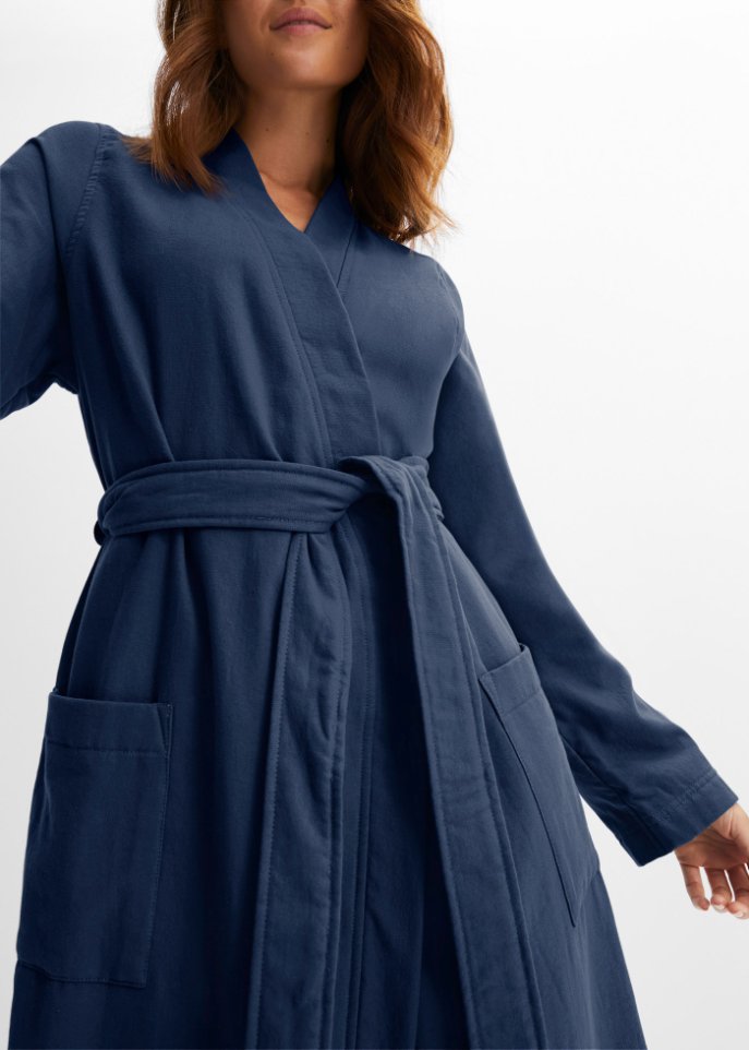 Bademantel aus Sweatware mit Innenfrottee