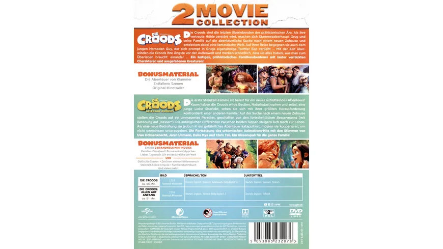 DIE CROODS 2 MOVIE COLLECTION Die Croods & Die Croods – Alles auf Anfang  [2 DVDs]