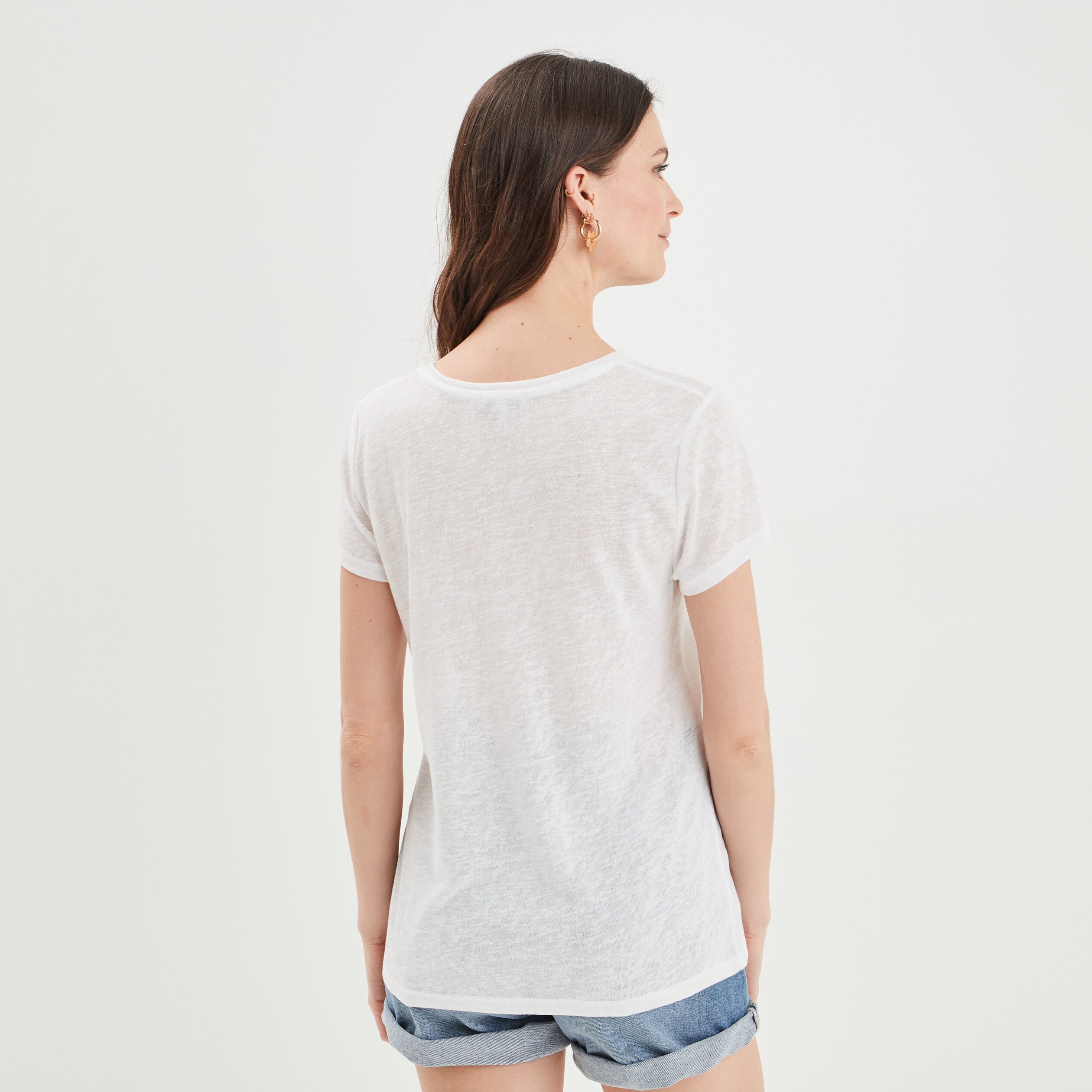 T-shirt manches courtes blanc femme | La Halle