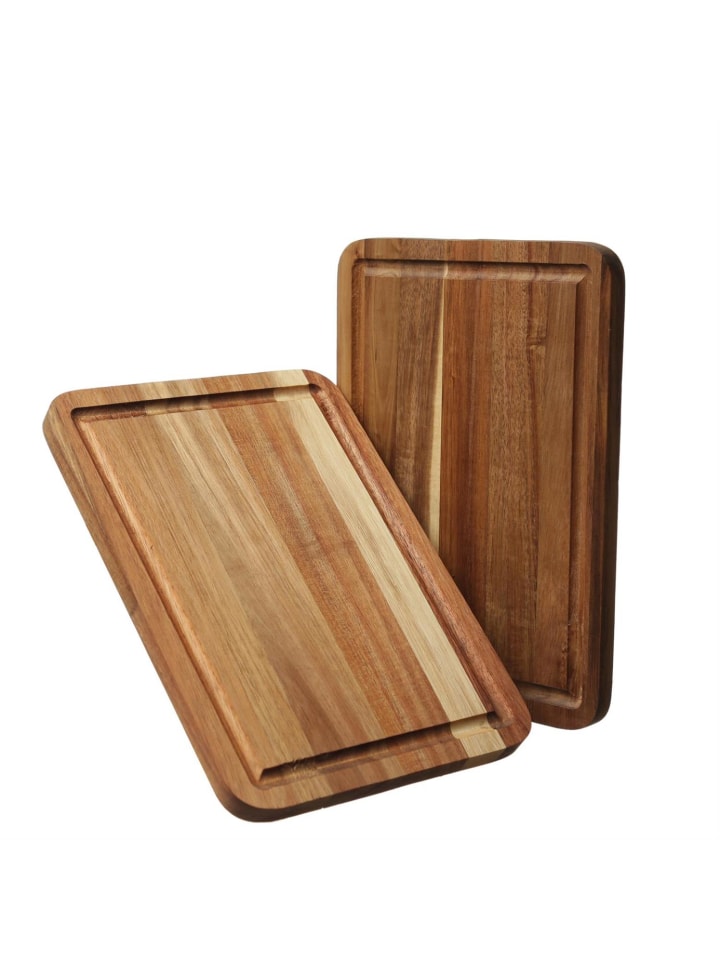 GAUMENKICK 2er Set Schneidebretter Steakbretter mit Saftrille Akazienholz 28x20cm günstig kaufen onesize