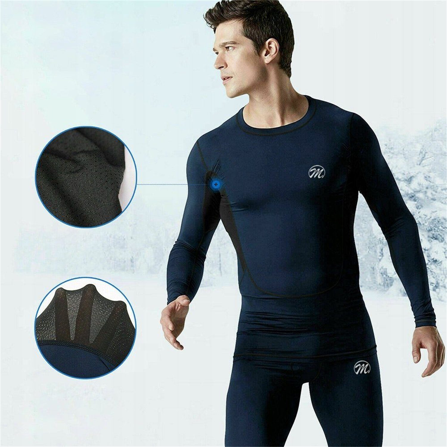 MEETYOO Thermounterhemd Herren Thermounterwäsche Set Skiunterwäsche Lange Unterhosen (Funktionswäsche Skiunterwäsche, Funktionhose, Thermo Leggings, Thermounterhemd) Ski Unterhose Unterhemd