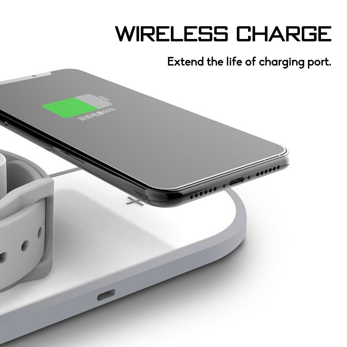 2Pace Smartphone-Dockingstation 2Pace® 3 in 1 QI Charger 10W Ladegerät Ladestation für Apple Watch, Airpods Anschluss,Apple Watch Anschluss