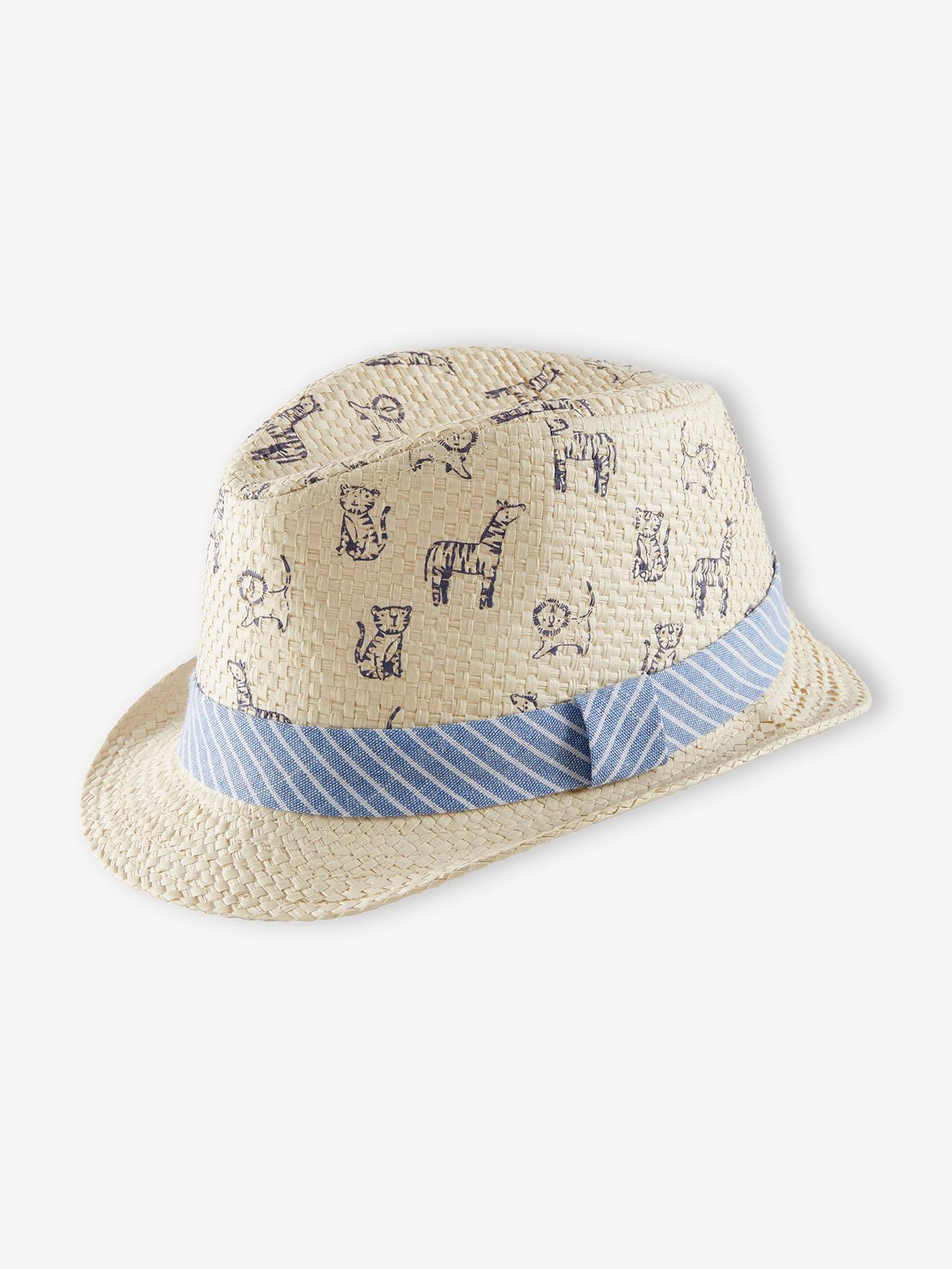 Borsalino aspect paille garçon naturel imprimé