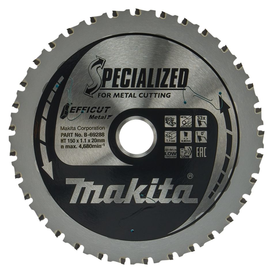 Makita priedai B-69325 diskinis pjūklo diskas metalui Efficut 150 x 20 x 1.1 33T