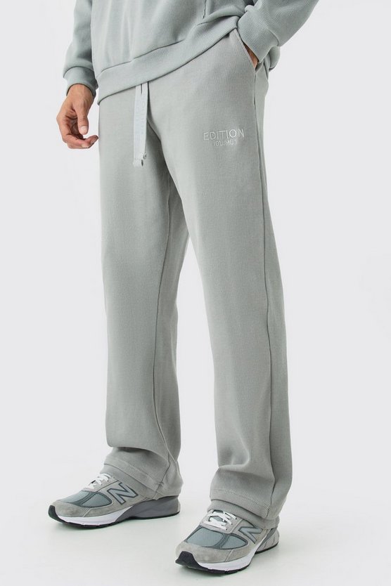 Gerade gerippte Jogginghose mit geteiltem Saum