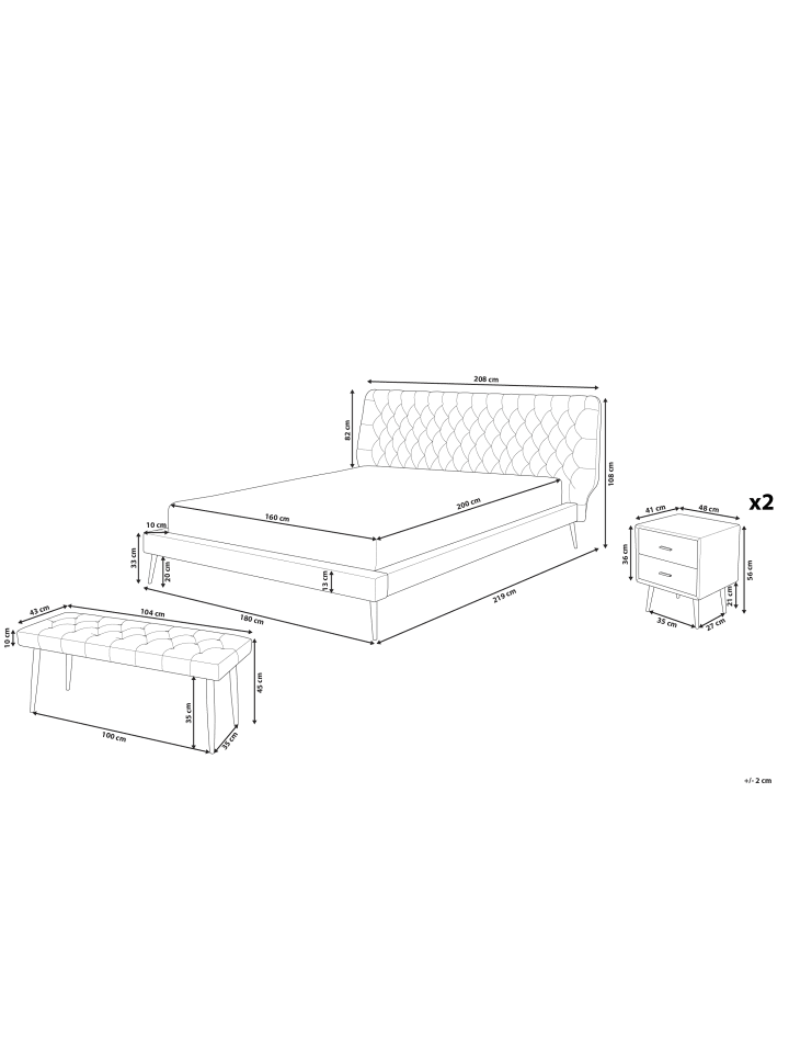 Beliani 4-tlg Schlafzimmer Set ESSONNE in Beige günstig kaufen onesize