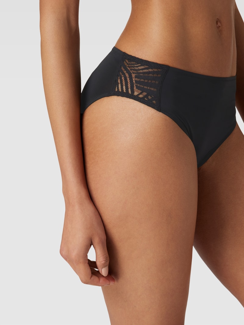 Slip mit Spitzeneinsätzen im 2er-Pack in schwarz