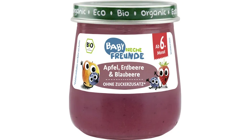 Freche Freunde Bio Gläschen Apfel, Erdbeere & Blaubeere 120 g
