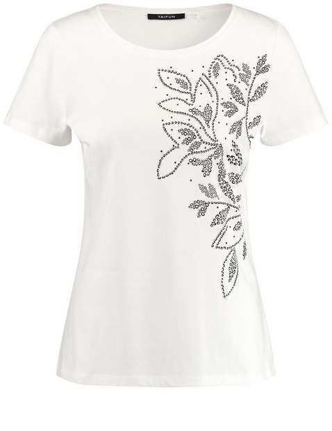 Baumwoll-T-Shirt mit platziertem Print