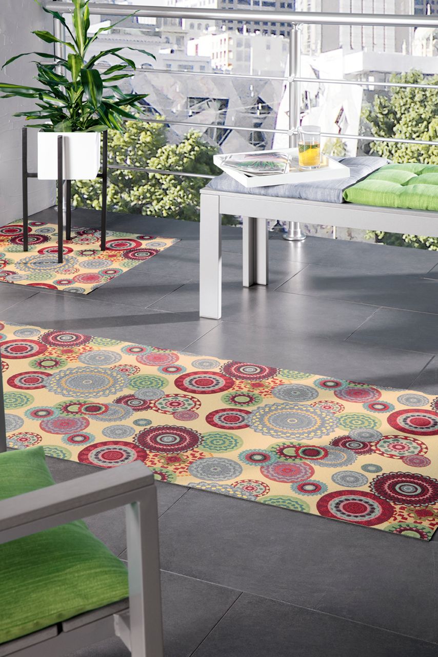 Peyer Syntex Mira Jacquard Teppich Blume Bunt 138 x 220 cm