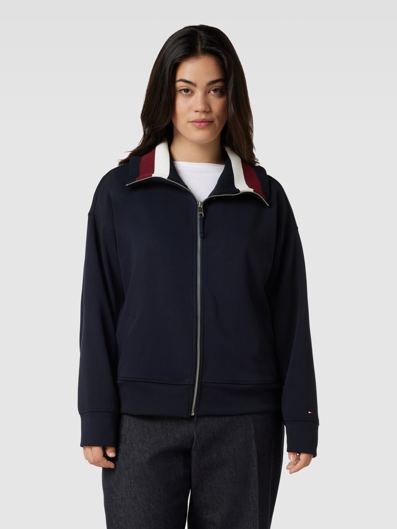 PLUS SIZE Sweatjacke mit Label-Details in marineblau