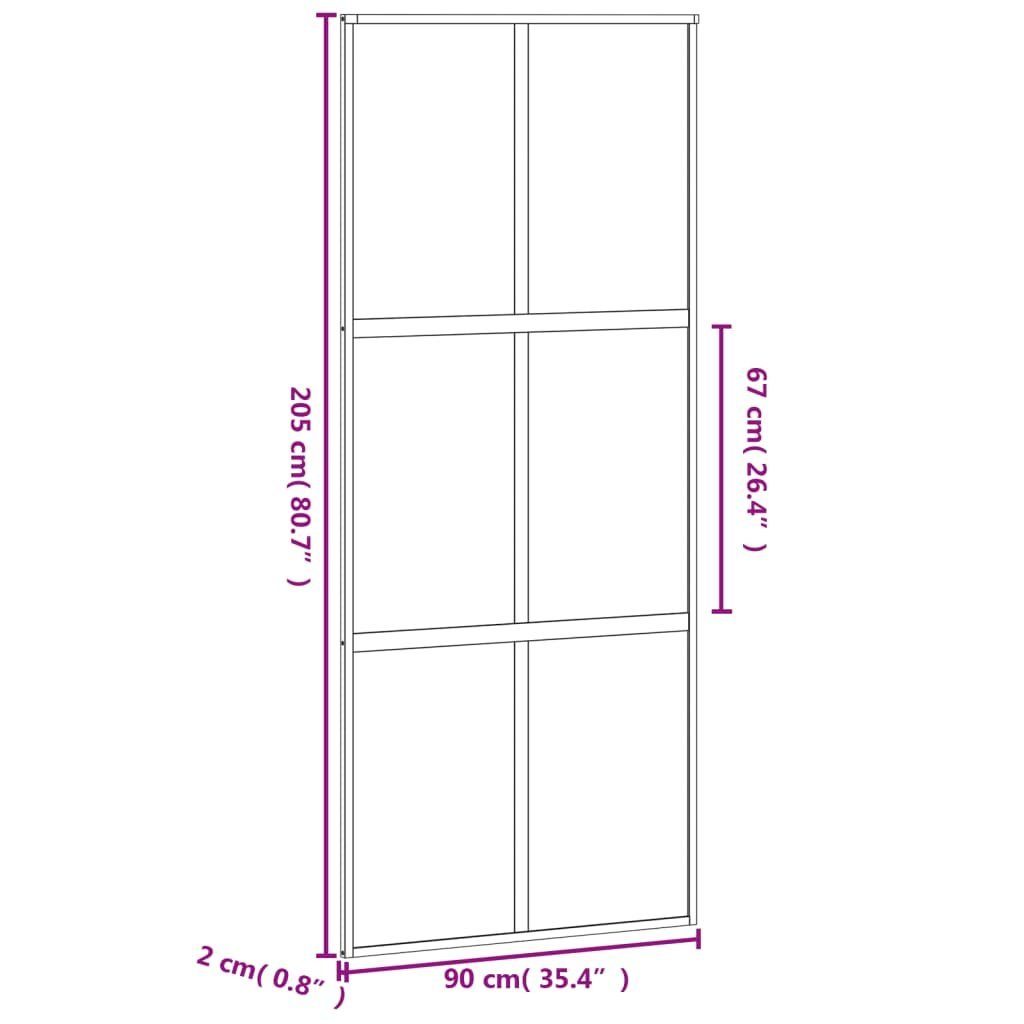 vidaXL Zimmertür Schiebetür Zimmertür Innentür Glas Schwarz 90x205 cm Hartglas und Alum