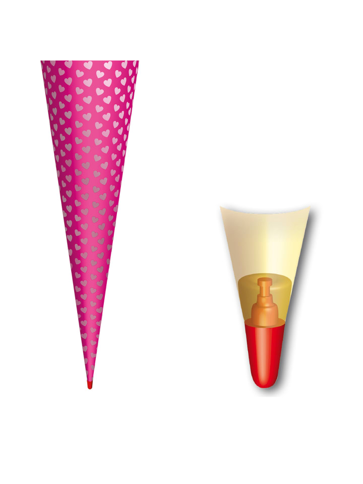 ROTH Bastel-Schultüte groß pink 70 cm, Herzen in Glanzfolie in Pink günstig kaufen onesize