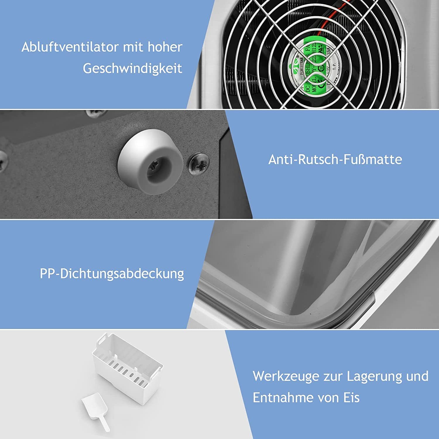COSTWAY Eiswürfelmaschine, 24 Eiswürfel in 15min, 18kg 24 H, 3,2L Wassertank