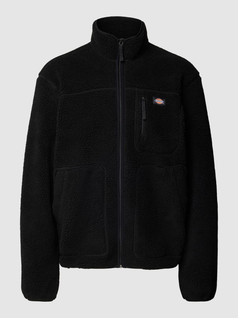 Fleecejacke mit Label-Patch Modell 'MOUNT HOPE' in schwarz
